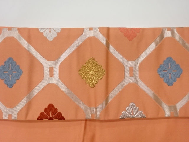 6563640: JAPANESE KIMONO / VINTAGE NAGOYA OBI / WOVEN FLOWER